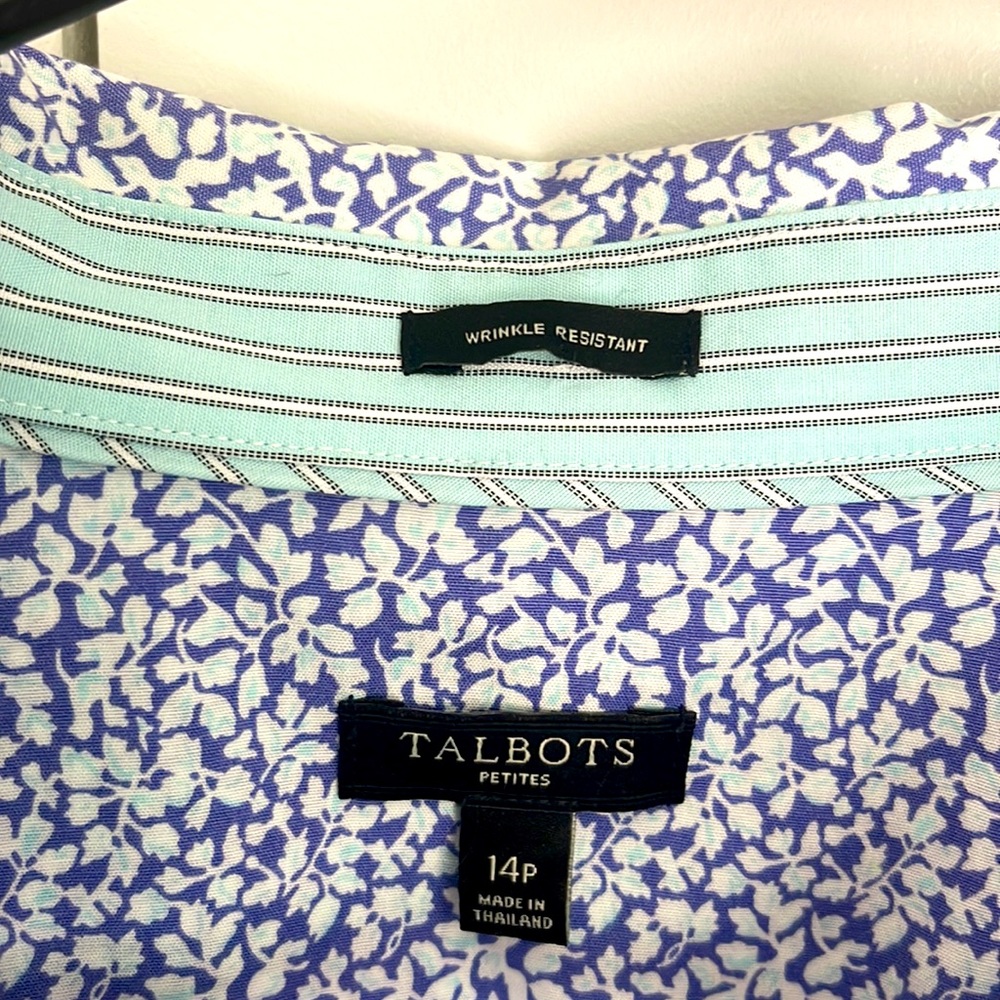 Talbots Wrinkle Resistant Button Down | Purple Fl… - image 3